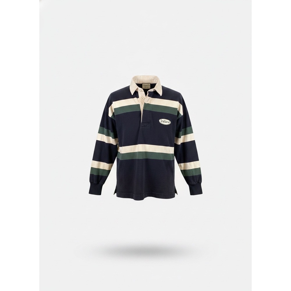 Connolly  Ireland Rugby Shirt Long Sleeve Striped Navy Green Cream Jersey kids